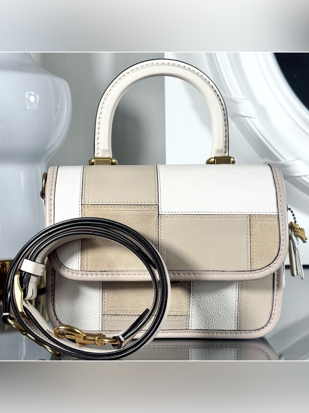 COACH Custom Rogue Top Handle Bag, CHALK